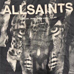 AllSaints Black Graphic T-Shirt dress